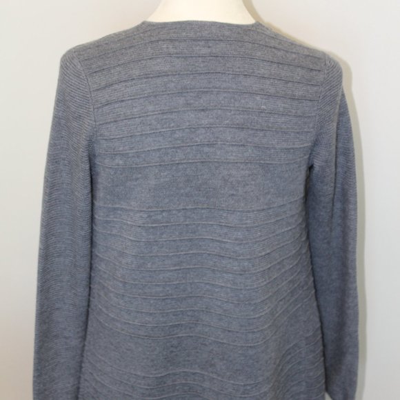 (NWT) Talbots Merino Wool Petite Grey Fringe Open Cardigan Sweater Long Tunic - Picture 10 of 15